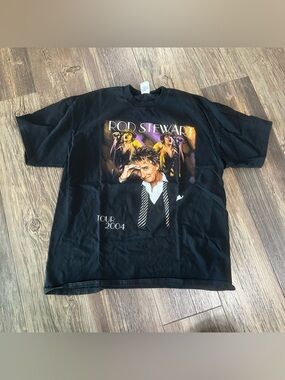 Rod Stewart Summer 2004 tour concert t-shirt XL black purple Y2K
